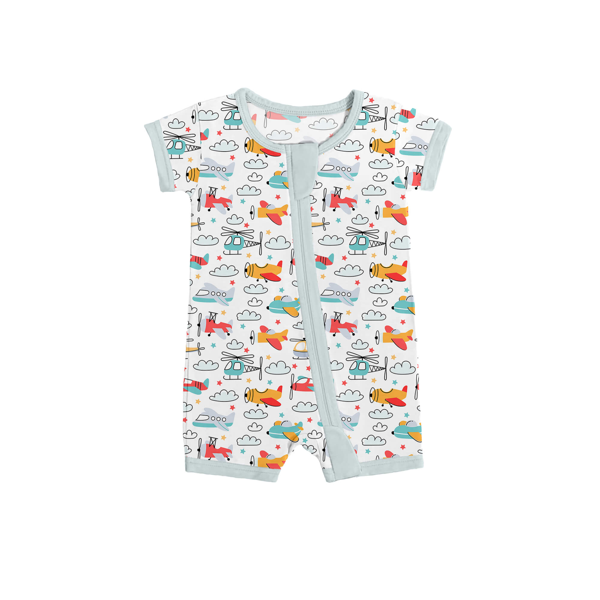 Airplanes and Helicopters Shorty Zippered Romper