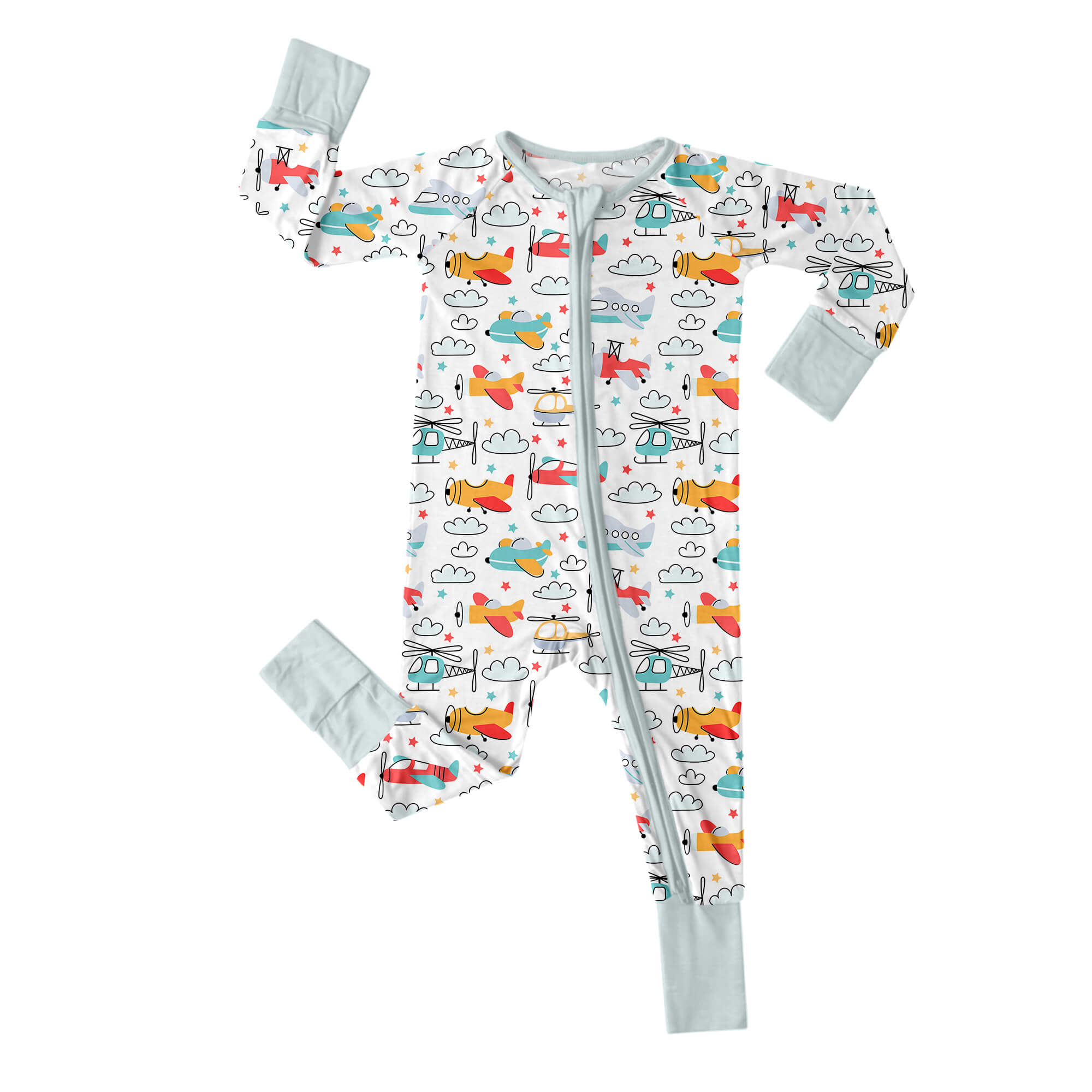 Airplanes and Helicopters Convertible Zippered Romper