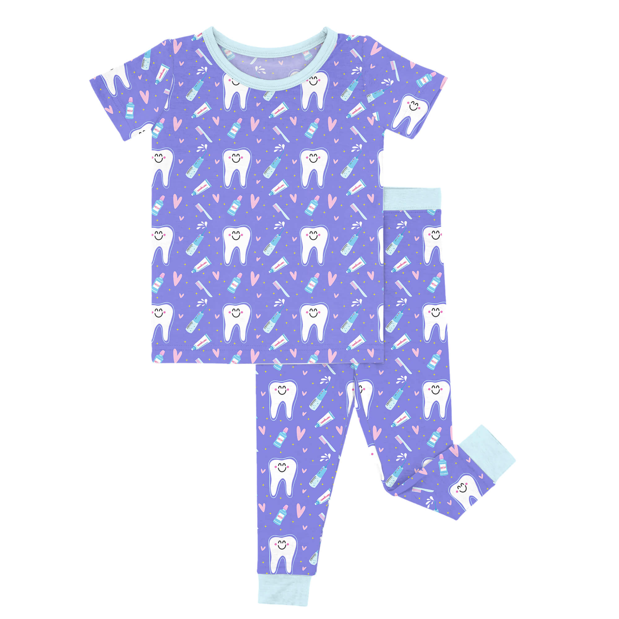 Brushing Teeth Two-Piece Short Sleeve Pajama Set