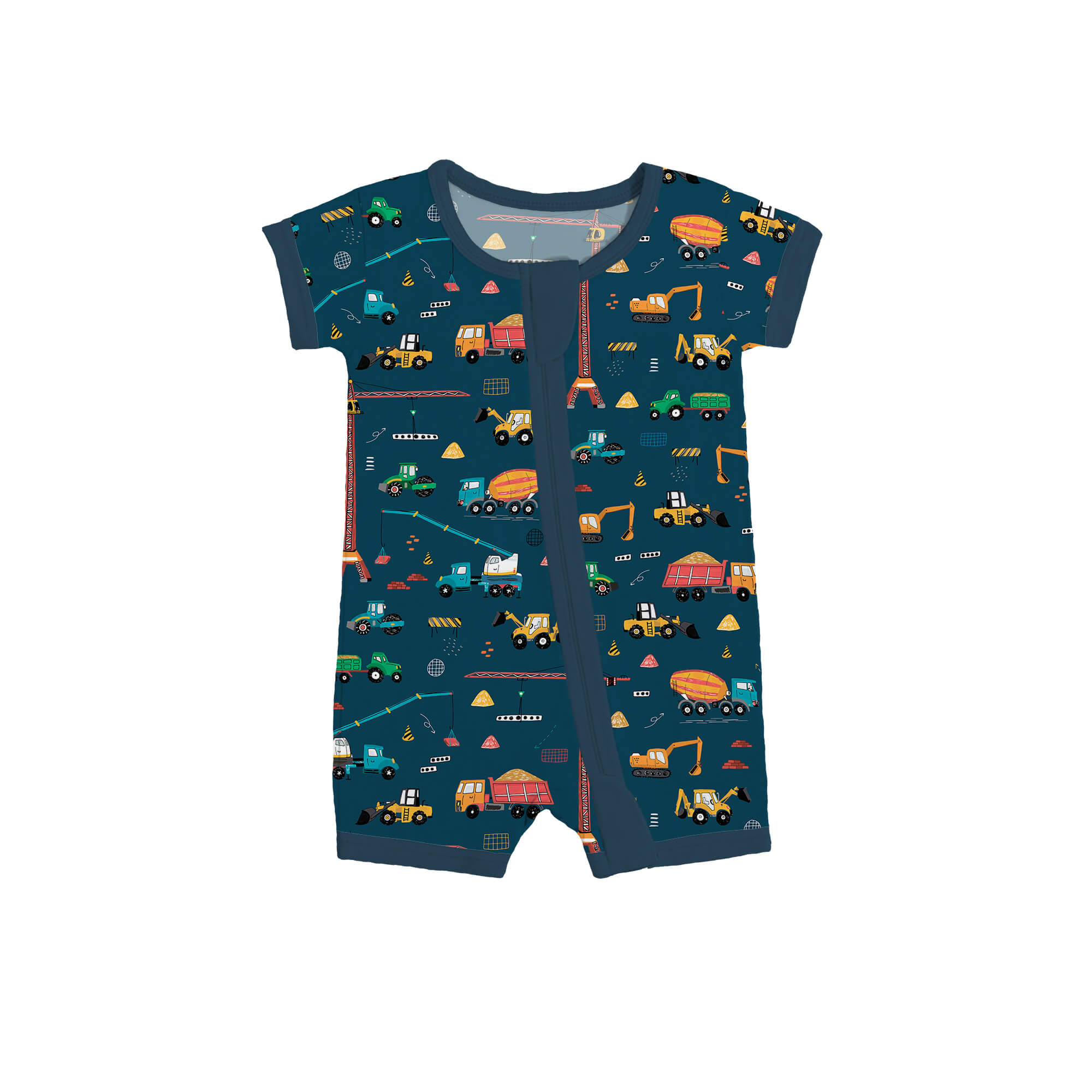 Construction Shorty Zippered Romper in Dark Slate Gray