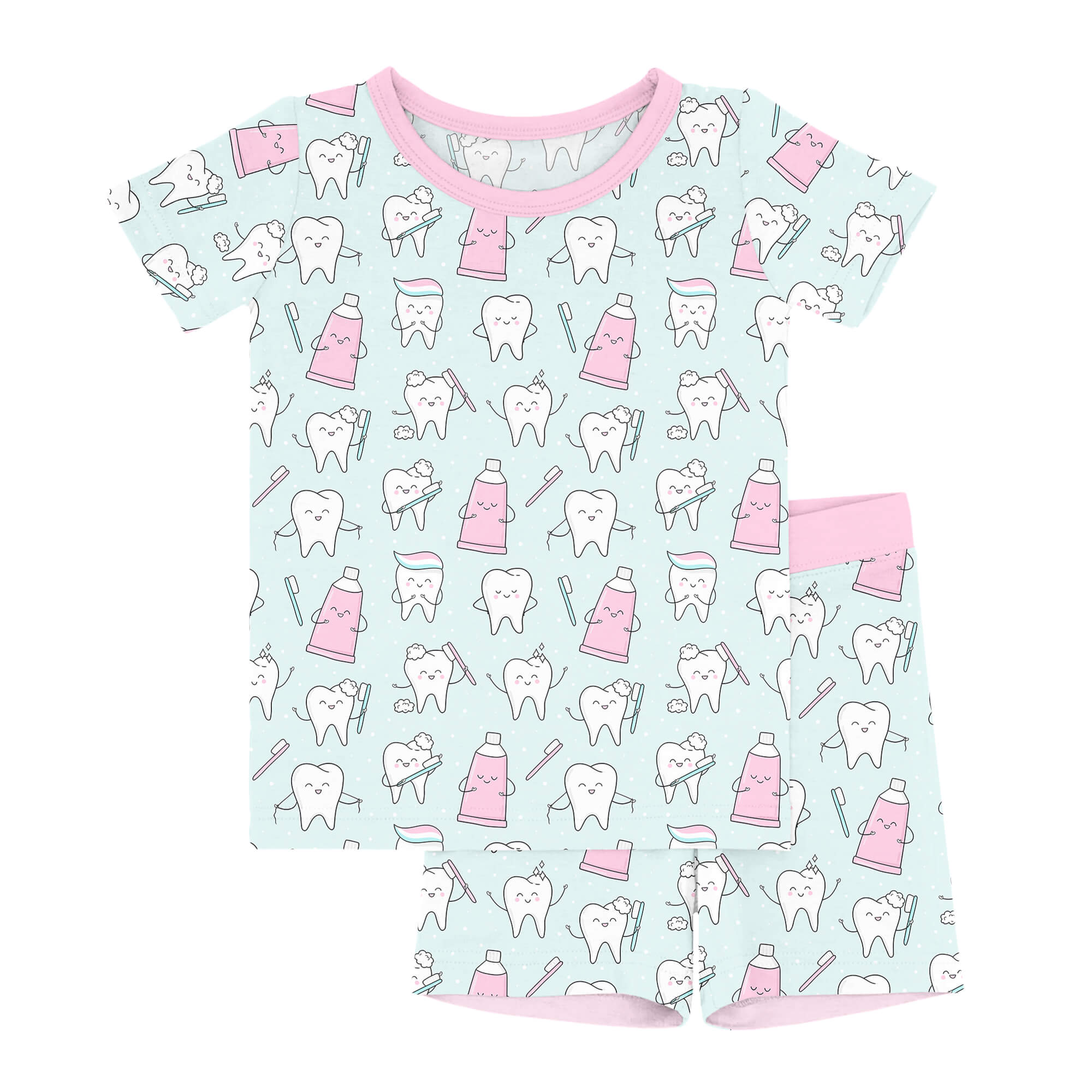 Dental Two Piece Short Sleeve Shorts Pajama Set