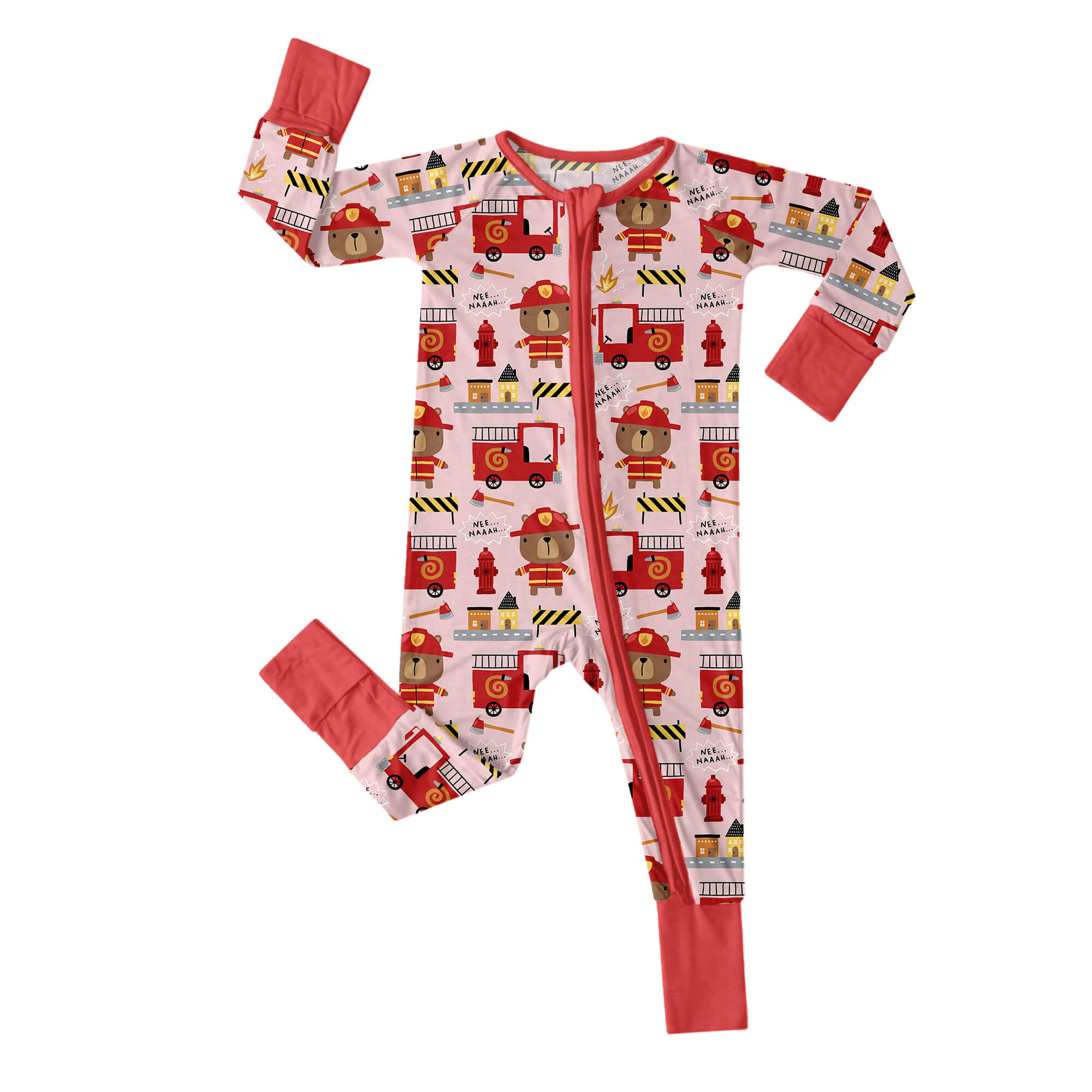 Firefighter Bears Convertible Zippered Romper