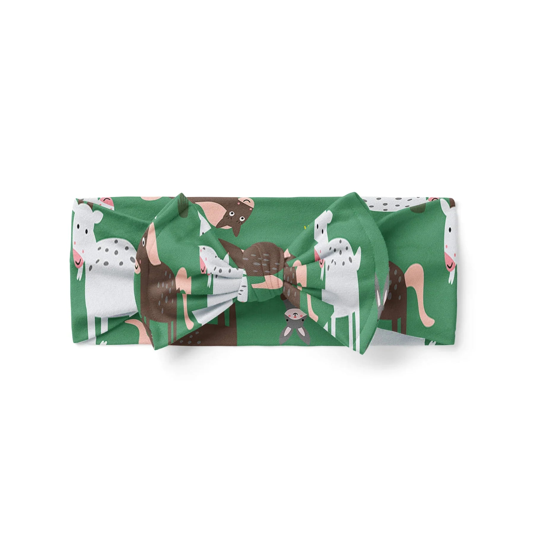 Green Farm Animals Luxe Bow Headband