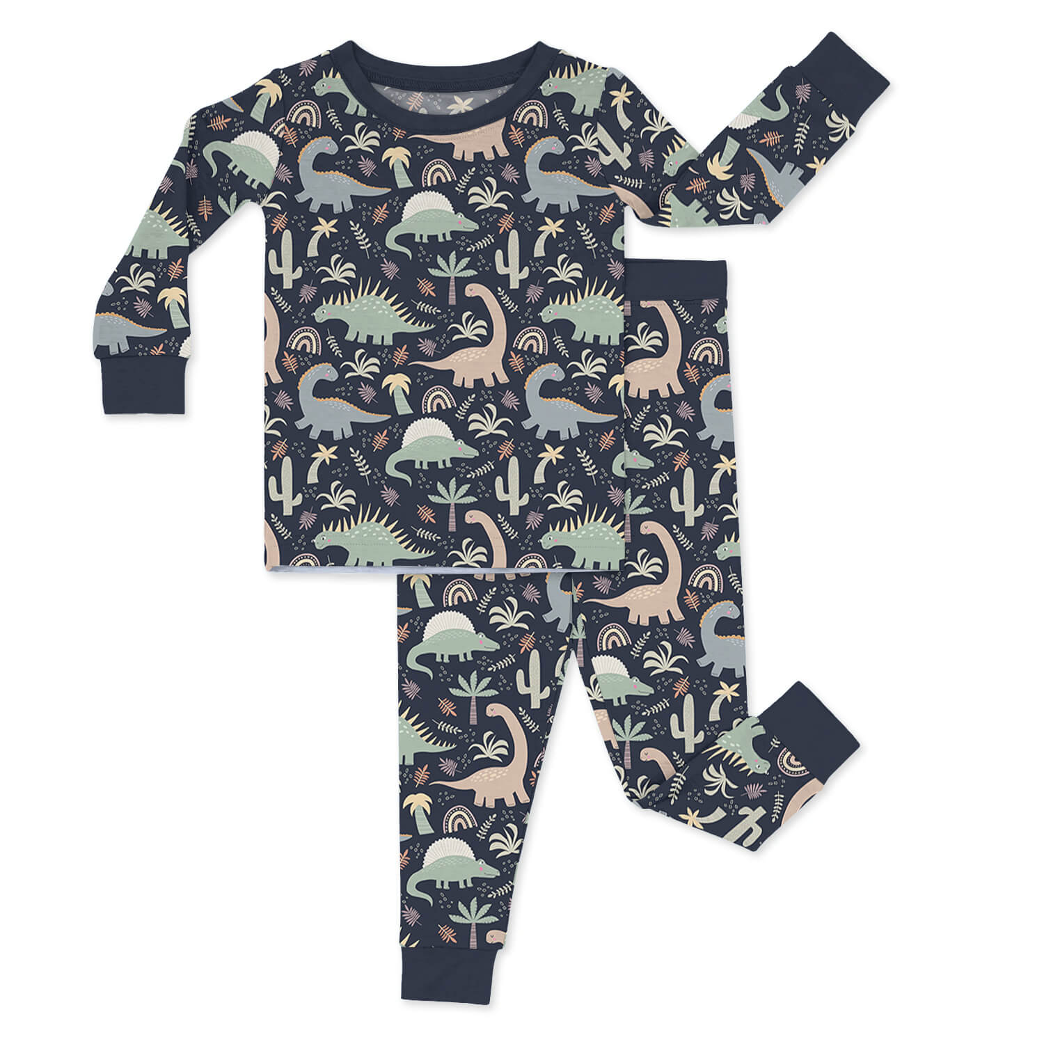 Navy Jurassic Jungle Two Piece Pajama Set