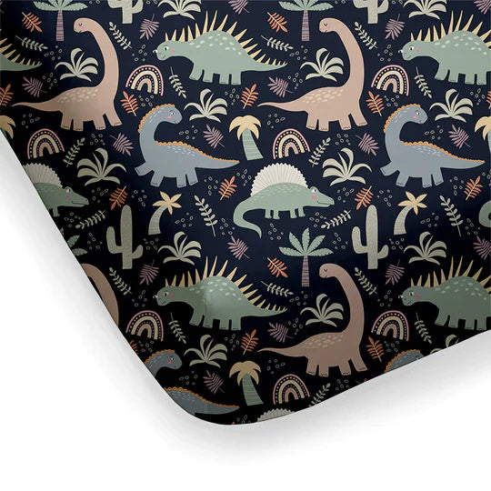 Navy Jurassic Jungle Fitted Crib Sheet