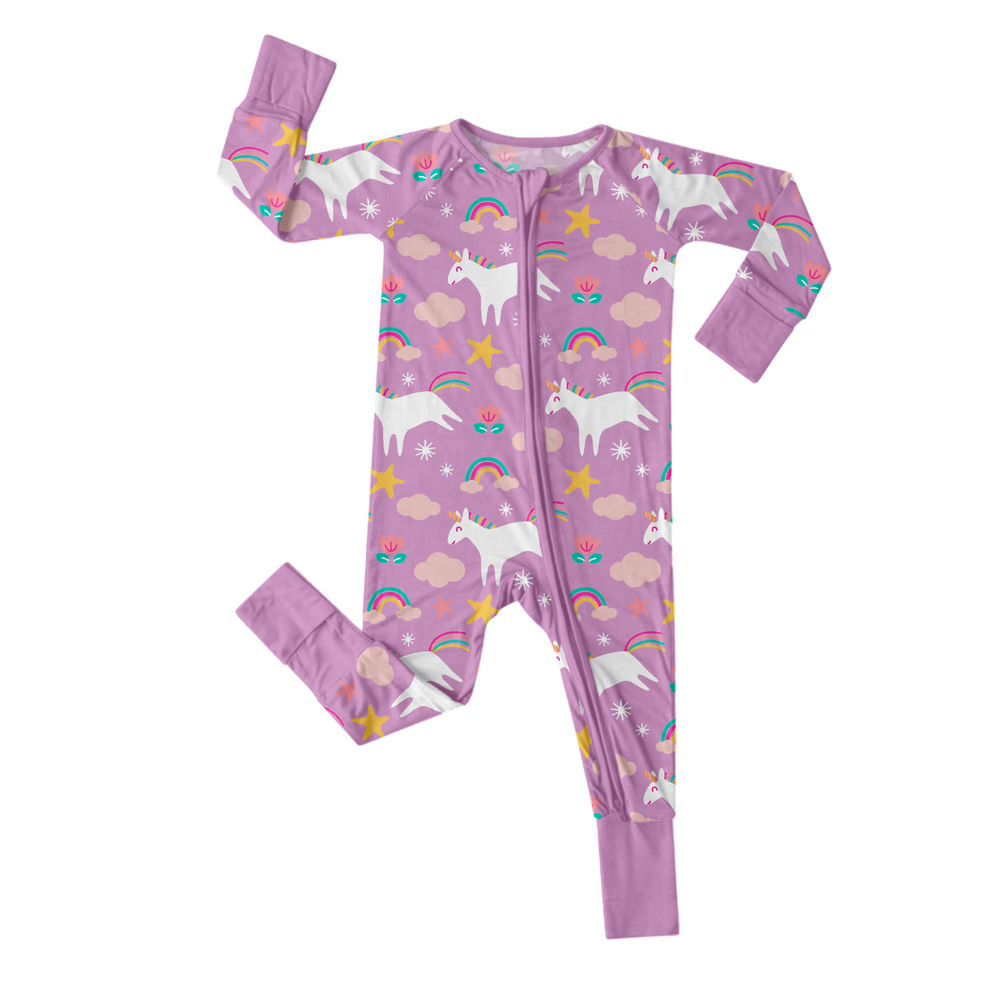 Purple Unicorns Convertible Zippered Romper