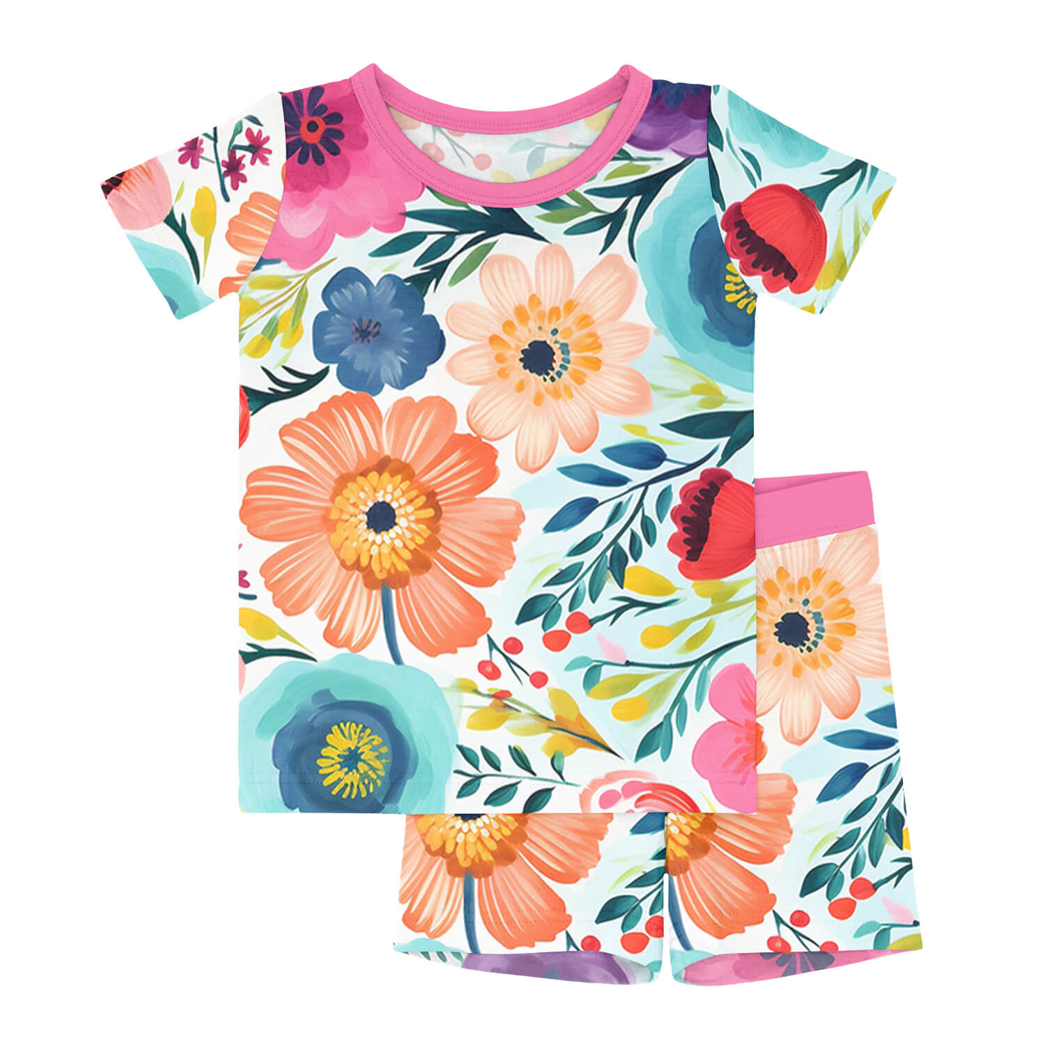 Secret Garden Two Piece Short Sleeve Shorts Pajama Set