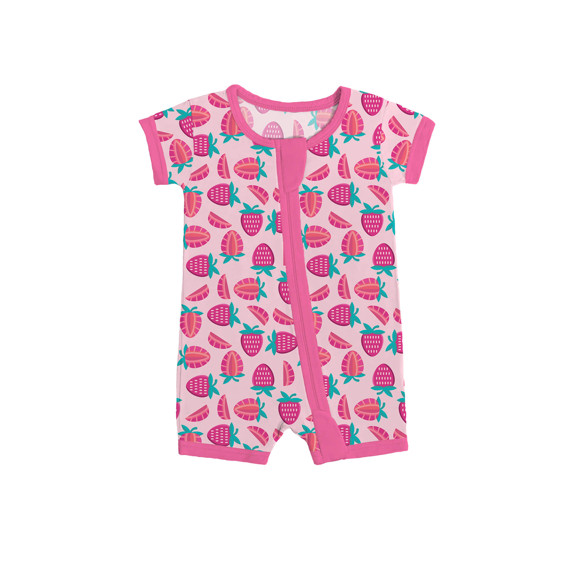 Sweet Strawberries Shorty Zippered Romper