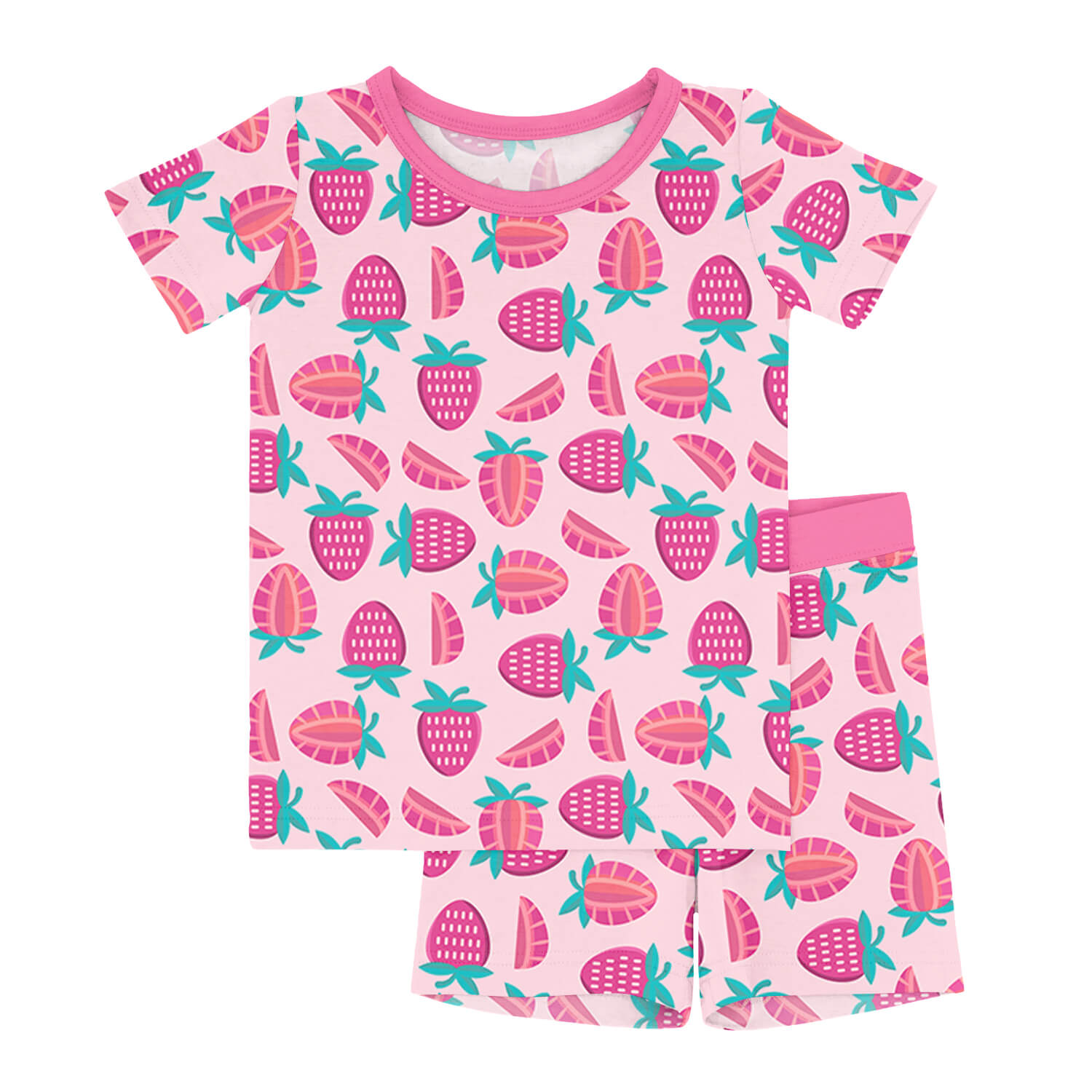 Sweet Strawberries Two Piece Short Sleeve Shorts Pajama Set